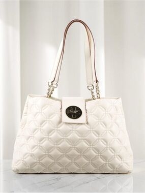 Kate Spade Astor Court Elena Diamond quilted bag gold hardware red interior